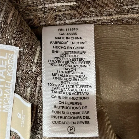 Michael Kors Shimmer Glam Metallic Brown Pencil Mini Skirt - size 8 - Picture 8 of 11